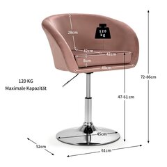 Costway ar regulējamu augstumu akcentu krēsls 360° rotējošs polsterēts krēsls līdz 120kg kravnesības samta krēsls rozā cena un informācija | Biroja krēsli | 220.lv