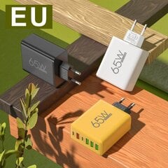 65 W 3 pieslēgvietas GaN USB PD lādētājs Ātrās uzlādes tipa C Mobilā tālruņa adapteris Ātrais lādētājs 3.0 iPhone 15 Samsung Xiaomi Huawei tumšs cena un informācija | Lādētāji un adapteri | 220.lv