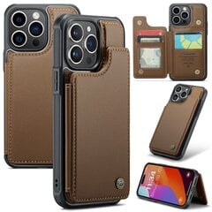 CASEME iPhone 15 Pro Shell RFID Kickstand Wallet Brown cena un informācija | Telefonu vāciņi, maciņi | 220.lv