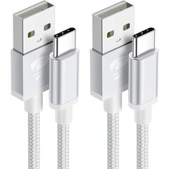 Divu pakotņu USB-C Type-C Laddsladd 1M A41/A50/A53/S20/S21/S22/S23/S24 OCH iPhone 15 PRO PLUS MAX (2-PAK) 1 metrs цена и информация | Зарядные устройства для телефонов | 220.lv