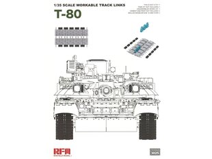 Rye Field Model - T-80 Workable Track Links, 1/35, 3025 cena un informācija | Modelēšanas un zīmēšanas piederumi | 220.lv