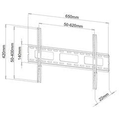 Sienas stiprinājums TV 40-65" LED/LCD 50kg slim 22mm цена и информация | Кронштейны и крепления для телевизоров | 220.lv