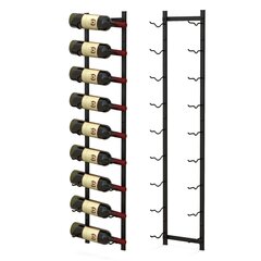 Costway vīna plaukta siena 9 vīna pudelēm metāla pudeļu turētājs 22 x 13,5 x 109 cm melns cena un informācija | Plaukti | 220.lv