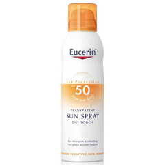 Purškiamas saules aizsarglosjons Eucerin Sun Protection Transparent Sun Spray Dry Touch SPF50, 200 ml cena un informācija | Sauļošanās krēmi | 220.lv