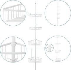 Smartpeas Teleskopiskie dušas plaukti bez urbšanas 4 grozi Balts cena un informācija | Vannas istabas aksesuāri | 220.lv