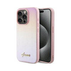 Oriģinālais GUESS (Saffiano Iridescent Script) iPhone 15 Pro (6,1") — Rozā cena un informācija | Telefonu vāciņi, maciņi | 220.lv