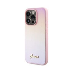 Oriģinālais GUESS (Saffiano Iridescent Script) iPhone 15 Pro (6,1") — Rozā cena un informācija | Telefonu vāciņi, maciņi | 220.lv