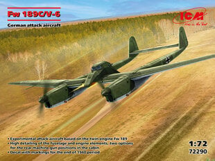 Līmējošais modelis ICM 72290 German attack aircraft Fw 189C/V-6 1/72 цена и информация | Склеиваемые модели | 220.lv