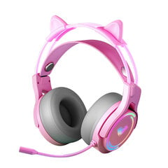 Aula S506 RGB Vada spēļu austiņas On-Ear USB2.0 ar mikrofonu Pink cena un informācija | Austiņas | 220.lv