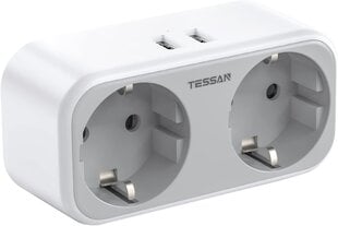 TESSAN TS-321-UK kontaktdakšu adapteris, 4-in-1 UK kontaktdakša, ar 2 kontaktligzdām un 2 USB savienojumiem cena un informācija | Kabeļi un vadi | 220.lv