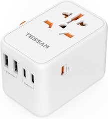 Universālais adapteris TESSAN 636FV GaN III, 65 W, 1xUSB-A, 3xUSB-C cena un informācija | Kabeļi un vadi | 220.lv