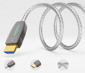 RUIPRO HDMI kabelis 7,6 m, HDMI 2.1 48 Gb/s, eARC Dolby HDCP 2.2 un 2.3 cena un informācija | Kabeļi un vadi | 220.lv