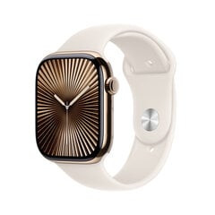 Apple Watch Series 10 GPS + Cellular 46mm Gold Titanium Case with Starlight Sport Band - S/M MWYX3ET/A cena un informācija | Viedpulksteņi (smartwatch) | 220.lv