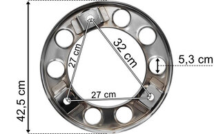 КРЫШКА НА 10 ОТВЕРСТИЙ,  НЕРЖАВЕЮЩАЯ, 22.5 цена и информация | Литые диски | 220.lv