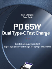 REMAX RC-195 65W ātrās uzlādes datu kabelis (C tipa) cena un informācija | Lādētāji un adapteri | 220.lv