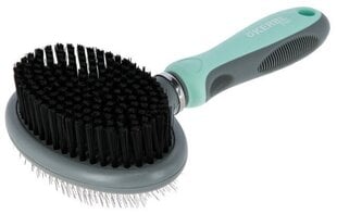 Щетка для животных Kerbl Double Brush, 20x11,5 см, серый/синий цена и информация | Средства по уходу за животными | 220.lv