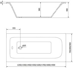 Vanna Mexen Vega ar apdari un stikla sienu, 180x80 cm + 100 cm, White+Chrome/Transparent cena un informācija | Vannas | 220.lv