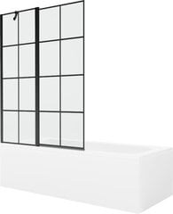 Vanna Mexen Vega ar apdari un stikla sienu, 170x70 cm + 120 cm, White+Black režģis cena un informācija | Vannas | 220.lv