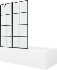 Vonia Mexen Vega su apdaila ir stiklo sienele, 160x70 cm + 120 cm, White+Black grid цена и информация | Ванны | 220.lv