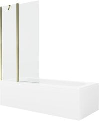 Vanna Mexen Vega ar apdari un stikla sienu, 160x70 cm + 100 cm, White+Gold/Transparent cena un informācija | Vannas | 220.lv