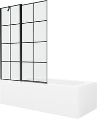 Vanna Mexen Vega ar apdari un stikla sienu, 150x70 cm + 120 cm, White+Black režģis cena un informācija | Vannas | 220.lv