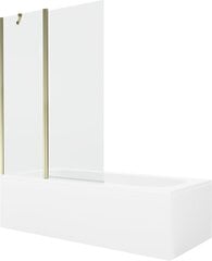 Vanna Mexen Vega ar apdari un stikla sienu, 150x70 cm + 120 cm, White+Gold/Transparent cena un informācija | Vannas | 220.lv