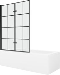 Vanna Mexen Vega ar apdari un stikla sienu, 180x80 cm + 120 cm (II), White+Black režģis cena un informācija | Vannas | 220.lv