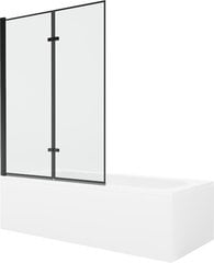 Vanna Mexen Vega ar apdari un stikla sienu, 180x80 cm + 120 cm (II), White+Black rāmis cena un informācija | Vannas | 220.lv