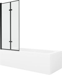 Vanna Mexen Vega ar apdari un stikla sienu, 180x80 cm + 80 cm (II), White+Black rāmis cena un informācija | Vannas | 220.lv