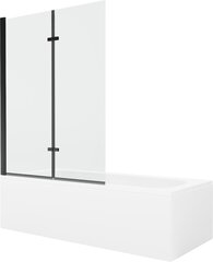 Vanna Mexen Vega ar apdari un stikla sienu, 180x80 cm + 120 cm (II), White+Black/Transparent cena un informācija | Vannas | 220.lv