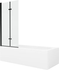 Vanna Mexen Vega ar apdari un stikla sienu, 170x70 cm + 80 cm (II), White+Black/Transparent cena un informācija | Vannas | 220.lv