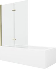 Vanna Mexen Vega ar apdari un stikla sienu, 160x70 cm + 120 cm (II), White+Gold/Transparent cena un informācija | Vannas | 220.lv