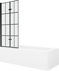 Vanna Mexen Vega ar apdari un stikla sienu, 150x70 cm + 80 cm (II), White+Black grid cena un informācija | Vannas | 220.lv