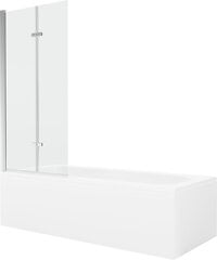 Vanna Mexen Vega ar apdari un stikla sienu, 150x70 cm + 80 cm (II), White+Chrome/Transparent cena un informācija | Vannas | 220.lv