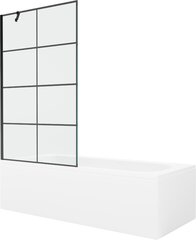 Vanna Mexen Vega ar apdari un stikla sienu, 180x80 cm + 100 cm, White+Black režģis cena un informācija | Vannas | 220.lv