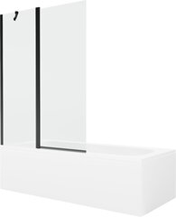 Vanna Mexen Vega ar apdari un stikla sienu, 180x80 cm + 120 cm, White+Black/Transparent cena un informācija | Vannas | 220.lv