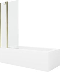 Vanna Mexen Vega ar apdari un stikla sienu, 180x80 cm + 80 cm, White+Gold/Transparent cena un informācija | Vannas | 220.lv