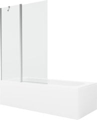 Vanna Mexen Vega ar apdari un stikla sienu, 180x80 cm + 120 cm, White+Chrome/Transparent cena un informācija | Vannas | 220.lv