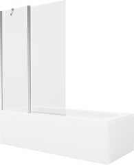 Vanna Mexen Vega ar apdari un stikla sienu, 170x70 cm + 120 cm, White+Chrome/Transparent cena un informācija | Vannas | 220.lv