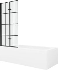 Vanna Mexen Vega ar apdari un stikla sienu, 170x70 cm + 80 cm (II), White+Black grid cena un informācija | Vannas | 220.lv