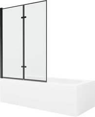 Vanna Mexen Vega ar apdari un stikla sienu, 170x70 cm + 120 cm (II), White+Black frame cena un informācija | Vannas | 220.lv