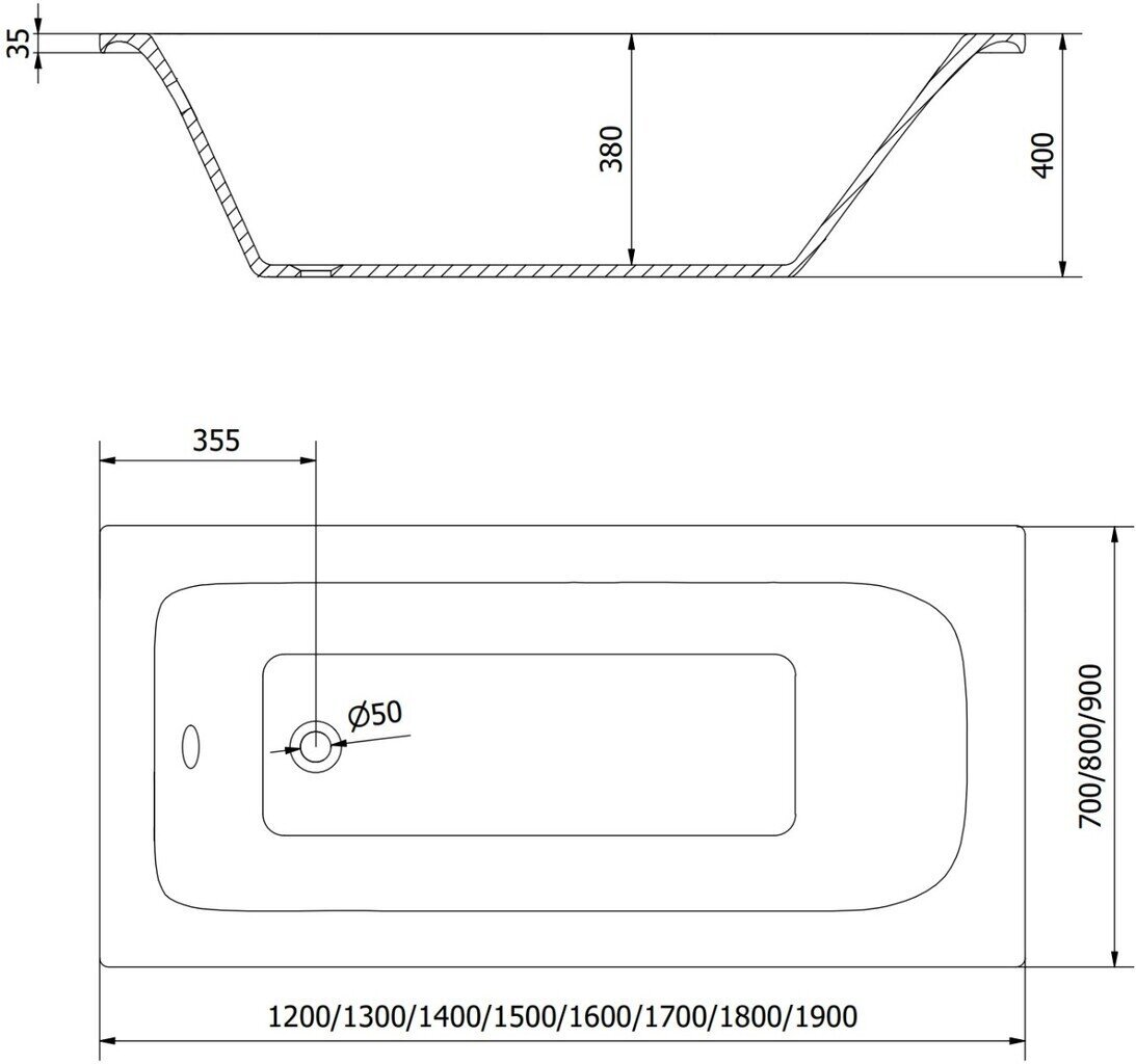 Vanna Mexen Vega ar apdari un stikla sienu, 170x70 cm + 100 cm (II), White+Gold/Transparent cena un informācija | Vannas | 220.lv