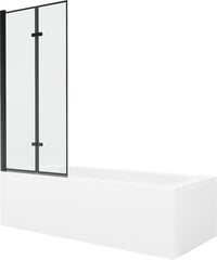 Vanna Mexen Vega ar apdari un stikla sienu, 160x70 cm + 80 cm (II), White+Black frame cena un informācija | Vannas | 220.lv