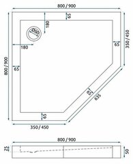 Dušas paliktnis Rea Diamond ar sifonu, 80x80 cm, White cena un informācija | Dušas paliktņi | 220.lv