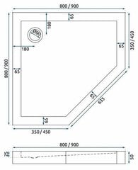 Dušas paliktnis Rea Diamond ar sifonu, 90x90 cm, White cena un informācija | Dušas paliktņi | 220.lv