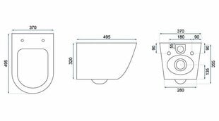 Подвесной унитаз Rea Carlo Mini Rimless Flat, Черный цвет цена и информация | Унитазы | 220.lv