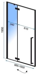 Dušas durvis Rea Fargo, Black mat, 100 cm cena un informācija | Dušas durvis, dušas sienas | 220.lv