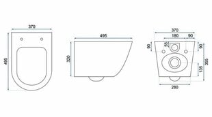 Piekarināmais tualetes pods Rea Carlo Mini Rimless Flat, Black Mat cena un informācija | Tualetes podi | 220.lv