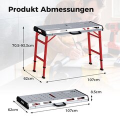 Costway metināšanas galds ar 450 kg kravnesību un regulējamu augstumu pārnēsājams un salokāms darba galds cena un informācija | Rokas instrumenti | 220.lv