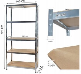 Noliktavas plaukts, Malatec M-23766 220x100x45 cm cena un informācija | Saimniecības plaukti | 220.lv